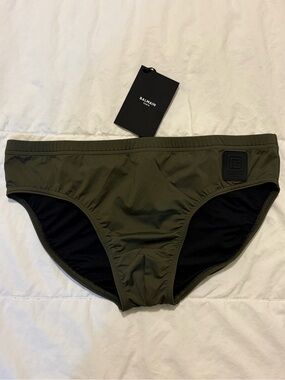 NWT Balmain khaki green swimwear